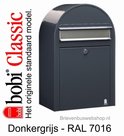 Brievenbus Bobi Classic donkergrijs RAL 7016 met RVS klep