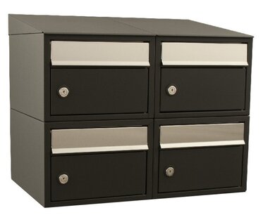 Brievenbussysteem 4 brievenbussen wandbevestiging zwart  Brievenbussysteem 4 brievenbussen wandbevestiging zwart