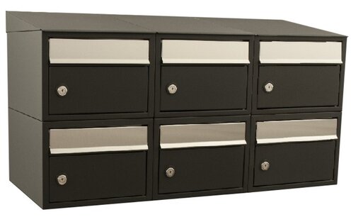 Brievenbussysteem 6 brievenbussen wandbevestiging zwart  Brievenbussysteem 6 brievenbussen wandbevestiging zwart