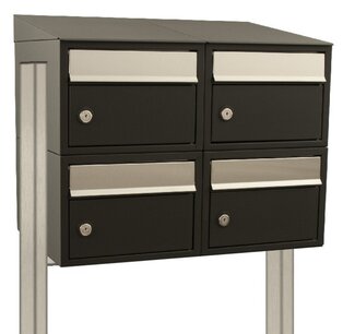 Brievenbussysteem 4 brievenbussen zwart incl. statief