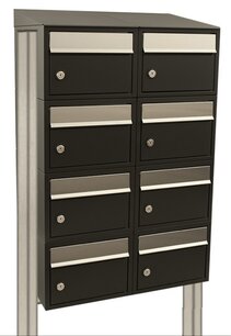 Brievenbussysteem 8 brievenbussen zwart incl. statief  Brievenbussysteem 8 brievenbussen zwart incl. statief