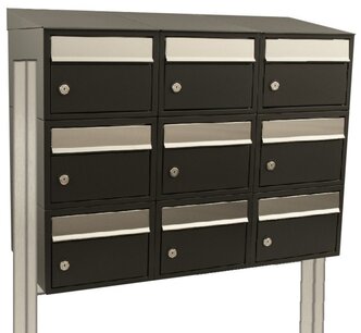 Brievenbussysteem 9 brievenbussen zwart incl. statief Brievenbussysteem 9 brievenbussen zwart incl. statief