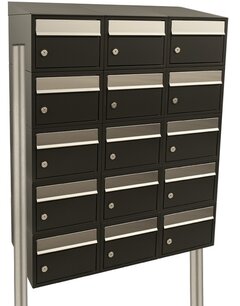 Brievenbussysteem 15 brievenbussen zwart incl. statief