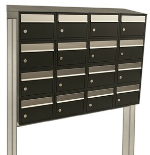 Brievenbussysteem 16 brievenbussen zwart incl. statief Brievenbussysteem 16 brievenbussen zwart incl. statief
