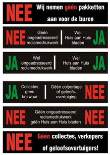 JA/NEE stickers set van 6 JA/NEE stickers set van 6