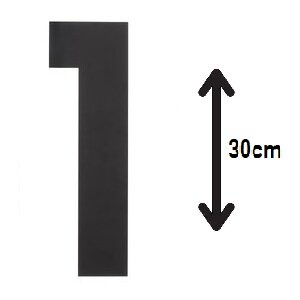 Zwart huisnummer: 1 (30cm)