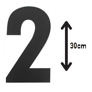 Zwart huisnummer: 2 (30cm)