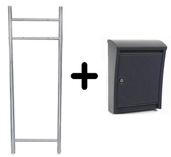 Brievenbus Sevilla zwart + statief RVS Brievenbus Sevilla zwart + statief RVS