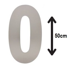 Groot huisnummer: 0 (50cm) RVS mat geborsteld