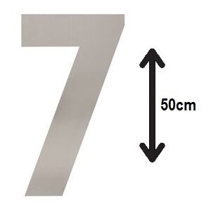 Groot huisnummer: 7 (50cm) RVS mat geborsteld