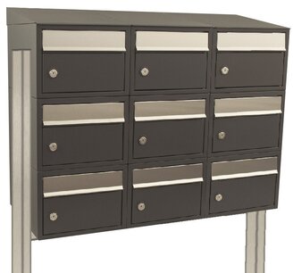 Brievenbussysteem 9 brievenbussen antraciet incl. statief Brievenbussysteem 9 brievenbussen antraciet incl. statief