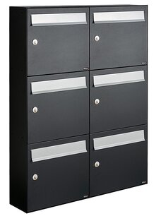 Brievenbussen set van 6 (2x3) zwart Brievenbussen set van 6 (2x3) zwart