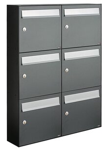 Brievenbussen set van 6 (2x3) antraciet Brievenbussen set van 6 (2x3) antraciet