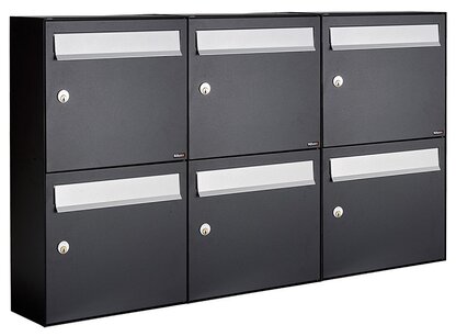 Brievenbussen set van 6 (3x2) zwart Brievenbussen set van 6 (3x2) zwart