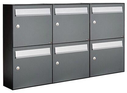 Brievenbussen set van 6 (3x2) antraciet Brievenbussen set van 6 (3x2) antraciet