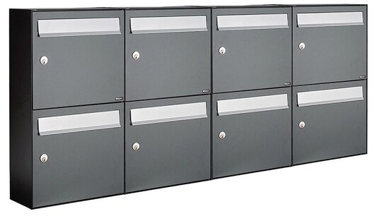 Brievenbussen set van 8 (4x2) antraciet Brievenbussen set van 8 (4x2) antraciet