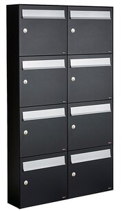 Brievenbussen set van 8 (2x4) zwart Brievenbussen set van 8 (2x4) zwart