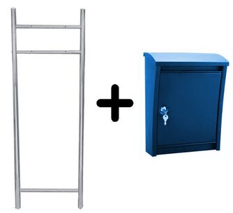 Brievenbus Sevilla blauw + statief RVS  Brievenbus Sevilla blauw + statief RVS