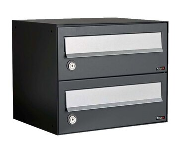 Brievenbuskast met 2 brievenbussen zwart Brievenbuskast met 2 brievenbussen zwart