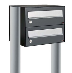 Brievenbuskast 2 brievenbussen zwart met statief Brievenbuskast 2 brievenbussen zwart met statief