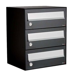 Brievenbuskast met 3 brievenbussen zwart Brievenbuskast met 3 brievenbussen zwart