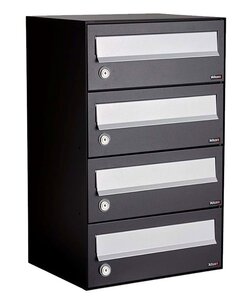 Brievenbuskast met 4 brievenbussen zwart Brievenbuskast met 4 brievenbussen zwart