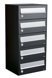 Brievenbuskast met 5 brievenbussen zwart Brievenbuskast met 5 brievenbussen zwart