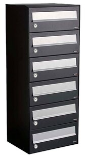 Brievenbuskast met 6 brievenbussen zwart Brievenbuskast met 6 brievenbussen zwart