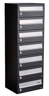 Brievenbuskast met 7 brievenbussen zwart Brievenbuskast met 7 brievenbussen zwart