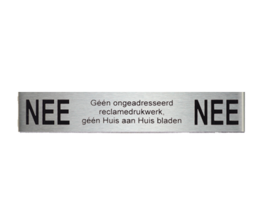 Nee/nee bordje voor brievenbus (aluminium) Nee/nee bordje voor brievenbus (aluminium)