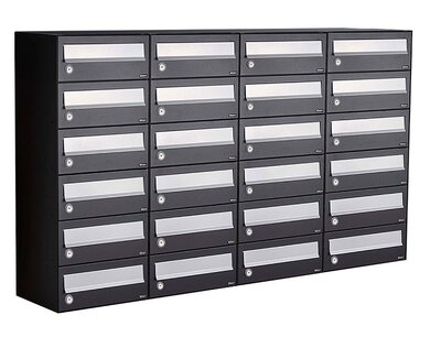 Brievenbuskast (4x6) 24 brievenbussen zwart Brievenbuskast (4x6) 24 brievenbussen zwart