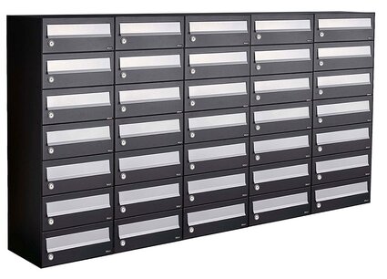 Brievenbuskast (5x7) 35 brievenbussen zwart Brievenbuskast (5x7) 35 brievenbussen zwart