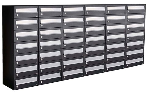 Brievenbuskast (6x7) 42 brievenbussen zwart Brievenbuskast (6x7) 42 brievenbussen zwart