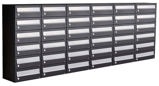 Brievenbuskast (6x6) 36 brievenbussen zwart Brievenbuskast (6x6) 36 brievenbussen zwart