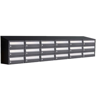 Brievenbuskast (6x3) 18 brievenbussen zwart (met dakje) Brievenbuskast (6x3) 18 brievenbussen zwart (met dakje)