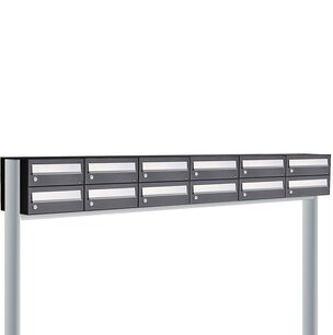 Brievenbuskast (6x2) 12 brievenbussen zwart met statief Brievenbuskast (6x2) 12 brievenbussen zwart met statief