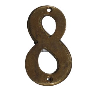 Huisnummer 8 messing antiek 7cm