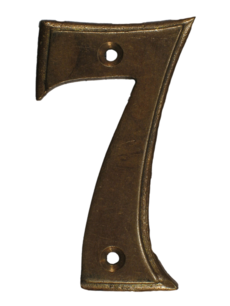 Huisnummer 7 messing antiek 7cm