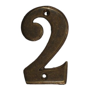 Huisnummer 2 messing antiek 7cm