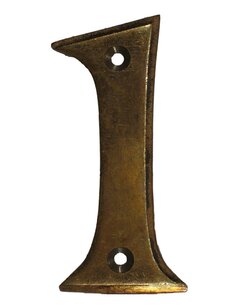 Huisnummer 1 messing antiek 7cm