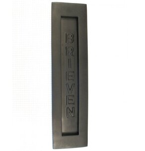 Brievenbusklep met veer, verticaal messing zwart 'BRIEVEN'