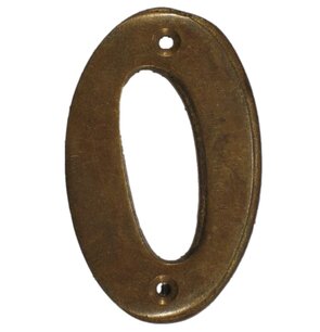 Huisnummer 0 messing antiek 7cm