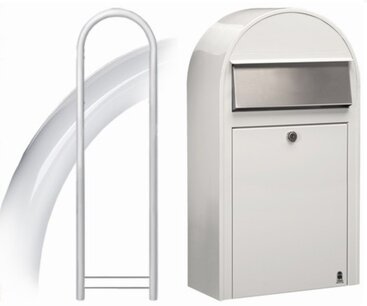 Brievenbus Bobi Grande S wit  + statief round wit Brievenbus Bobi Grande S wit  + statief round wit