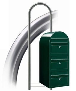 Brievenbus Bobi Trio zwartgroen + statief RVS Brievenbus Bobi Trio zwartgroen + statief RVS