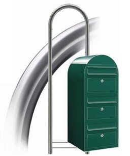 Brievenbus Bobi Trio donkergroen + statief RVS Brievenbus Bobi Trio donkergroen + statief RVS