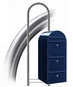 Brievenbus Bobi Trio zwartblauw + statief RVS Brievenbus Bobi Trio zwartblauw + statief RVS