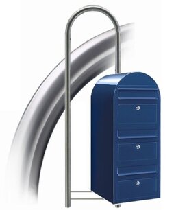 Brievenbus Bobi Trio donkerblauw  + statief RVS Brievenbus Bobi Trio donkerblauw  + statief RVS