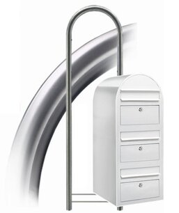 Brievenbus Bobi Trio wit + statief RVS Brievenbus Bobi Trio wit + statief RVS