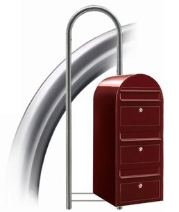 Brievenbus Bobi Trio donkerrood + statief RVS Brievenbus Bobi Trio donkerrood + statief RVS
