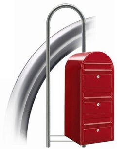 Brievenbus Bobi Trio rood + statief RVS Brievenbus Bobi Trio rood + statief RVS
